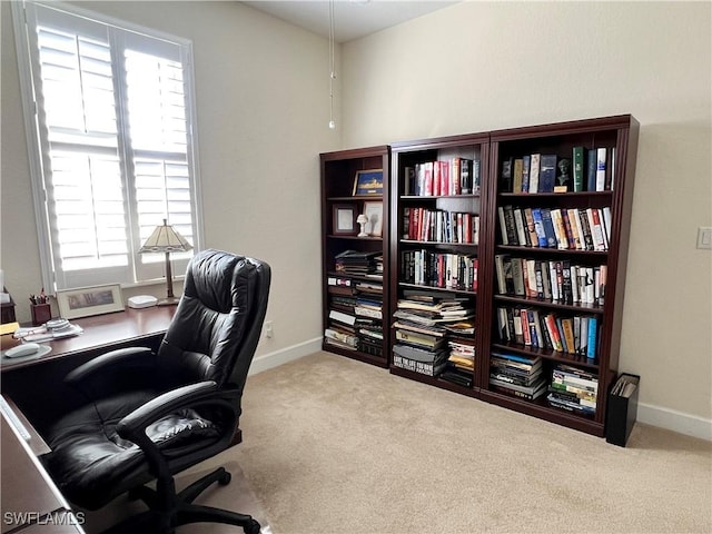 view of carpeted office space