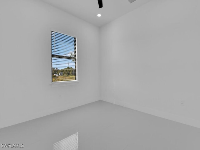 spare room featuring ceiling fan