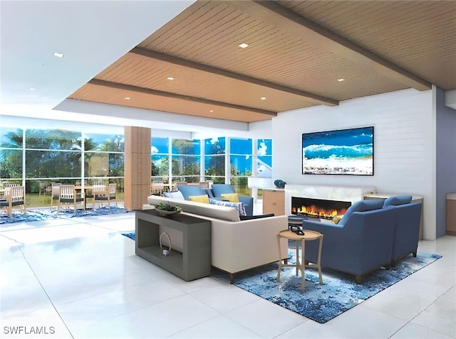 6573 Marissa Loop Unit 2004, Naples, FL 34108 - common area with beamed ceiling, floor to ceiling windows, and wood ceiling