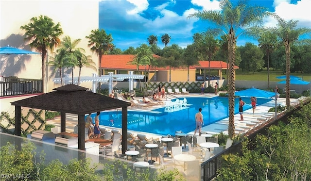 6573 Marissa Loop Unit 2004, Naples, FL 34108 - community pool with a pergola and a patio area