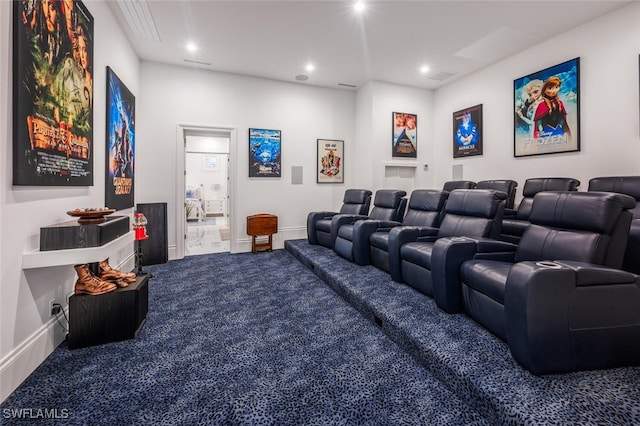 view of carpeted home theater