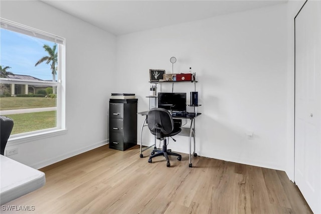 office area featuring light wood-type flooring