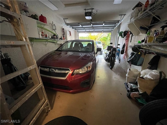 garage with a garage door opener