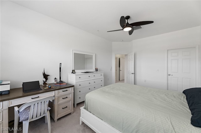 bedroom with light carpet