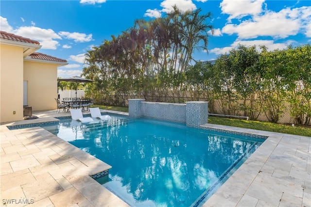 view of swimming pool with a patio