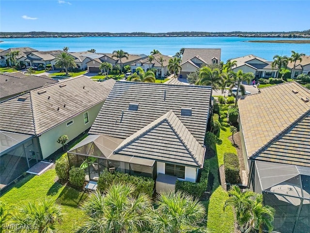 bird's eye view featuring a water view