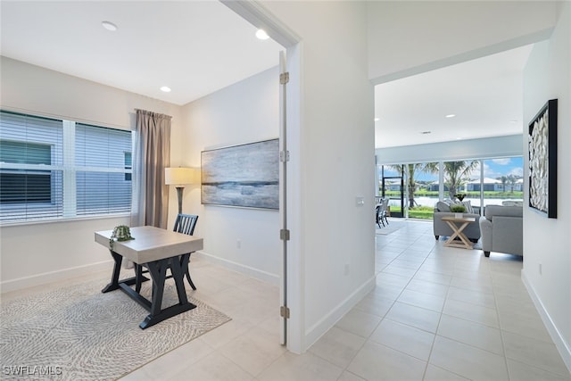 office space featuring light tile patterned floors