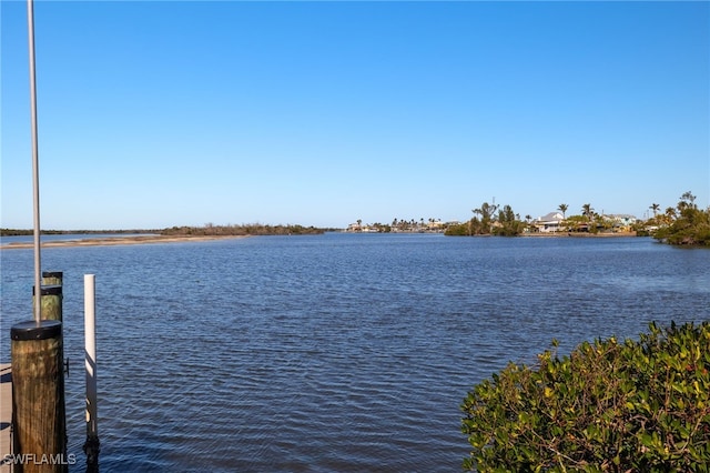 water view featuring a dock