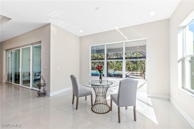 tiled dining area featuring a healthy amount of sunlight