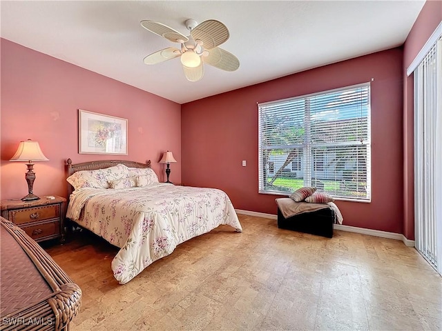 bedroom featuring ceiling fan