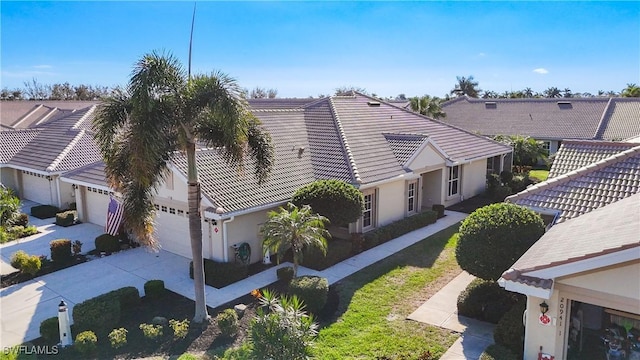 view of side of property with a garage