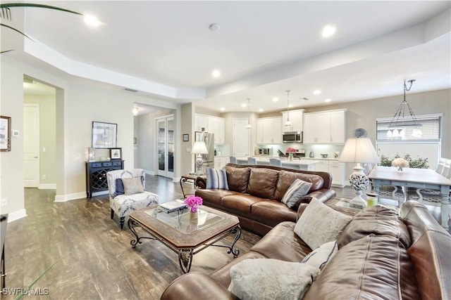 living room with hardwood / wood-style flooring