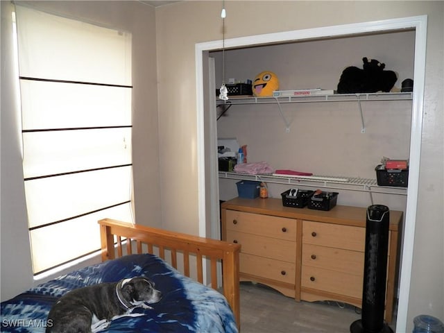 bedroom with wood-type flooring