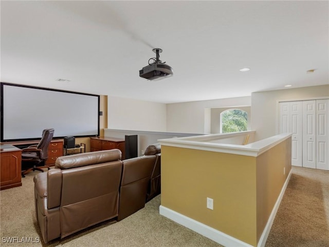 view of carpeted cinema room