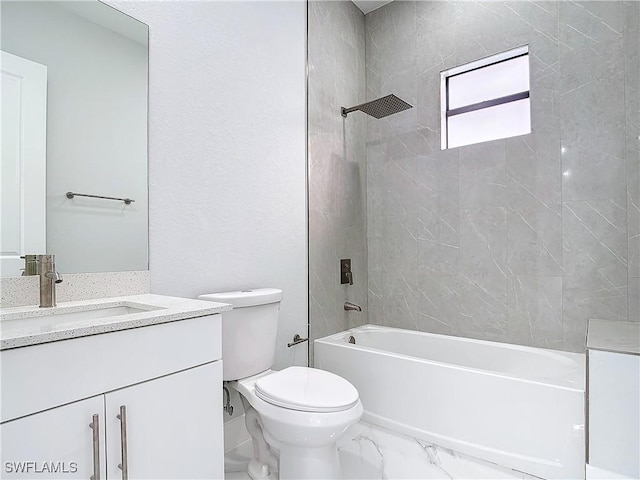 full bathroom featuring vanity, shower / bathtub combination, and toilet