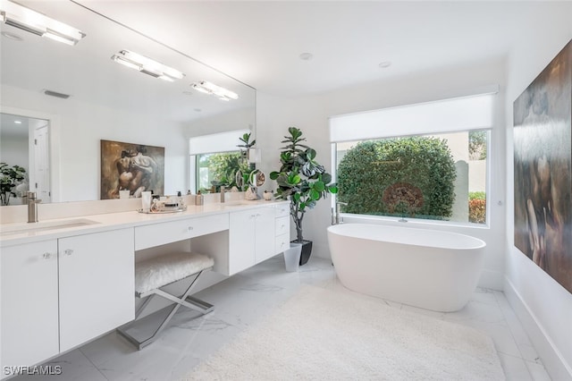 bathroom featuring vanity and a bathing tub