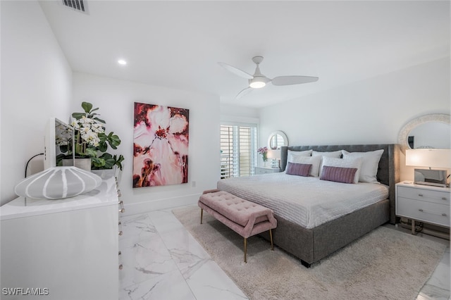 bedroom featuring ceiling fan