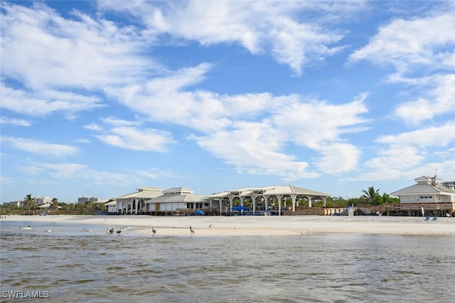 view of water feature featuring a beach view