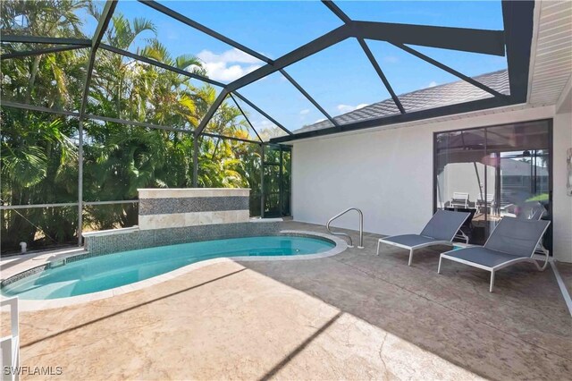 106 SE 5th St, Cape Coral, FL 33990 - outdoor pool featuring a patio and glass enclosure