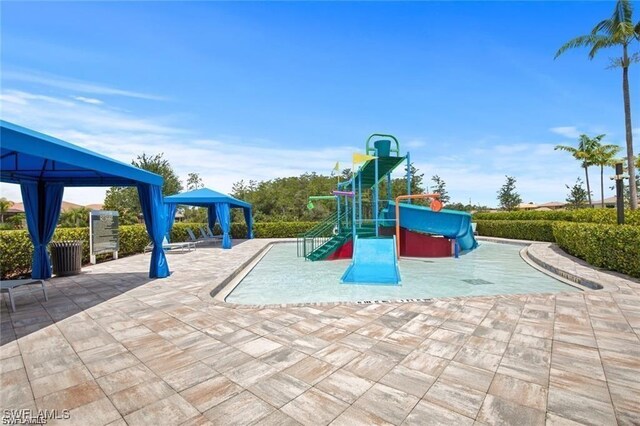 view of jungle gym with a gazebo