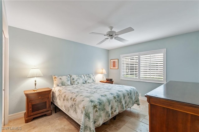 bedroom featuring ceiling fan