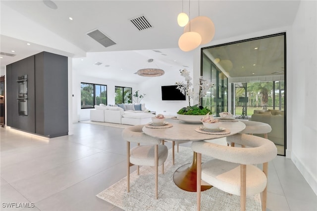 dining area with recessed lighting and visible vents