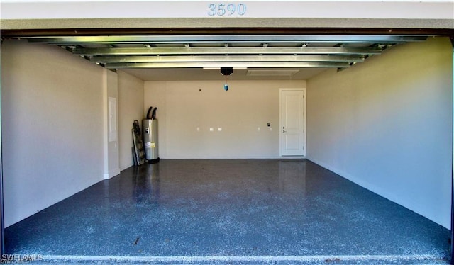 garage featuring electric water heater