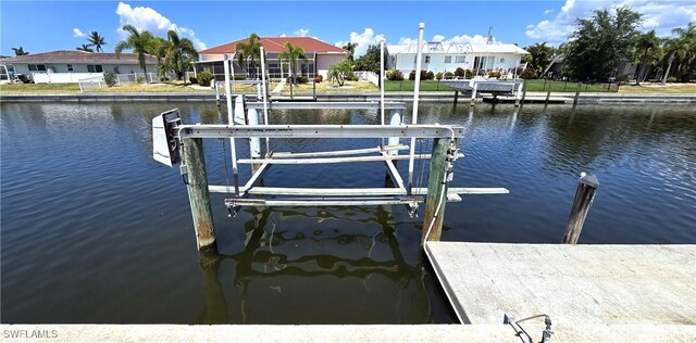 view of dock featuring a water view