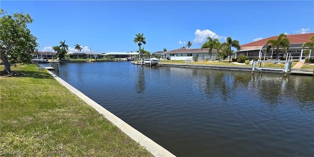 property view of water featuring a dock