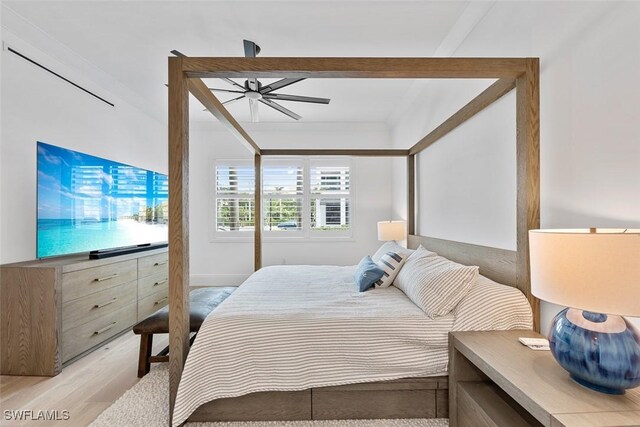 bedroom with light wood-type flooring