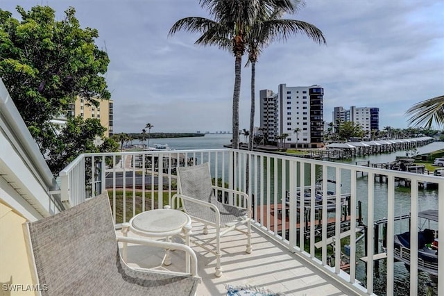 balcony with a water view