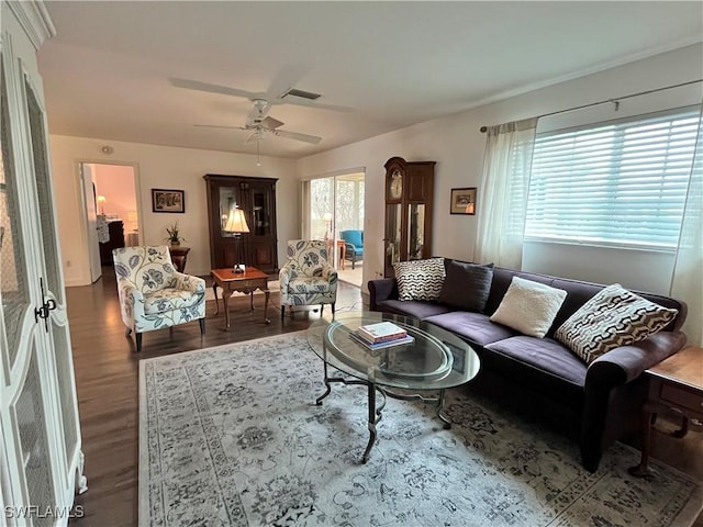 1374 Eagle Way, Fort Myers, FL 33919 - living room featuring wood finished floors and ceiling fan