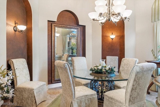 dining room featuring a chandelier