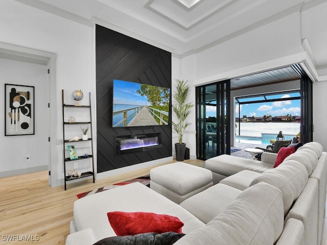 living room with hardwood / wood-style floors