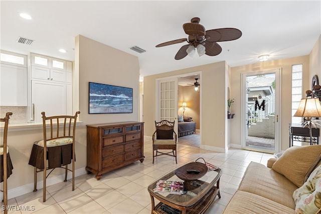 view of tiled living room