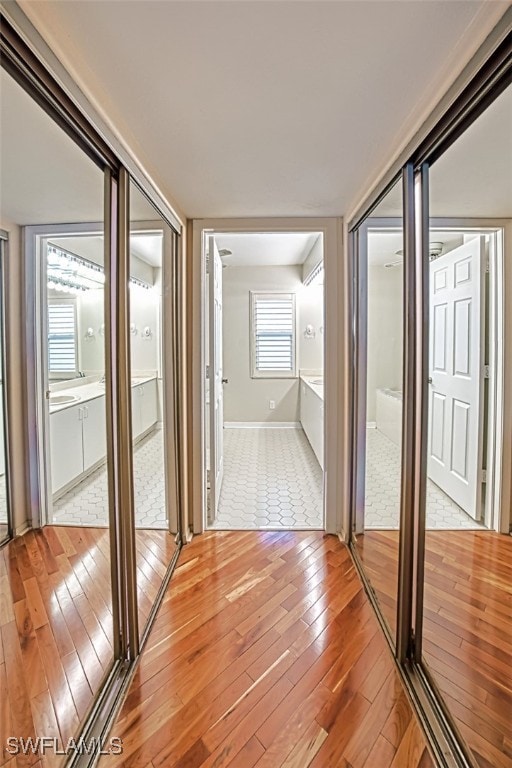 hall featuring light wood-type flooring