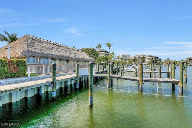 view of dock featuring a water view