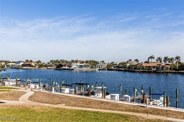 dock area featuring a water view