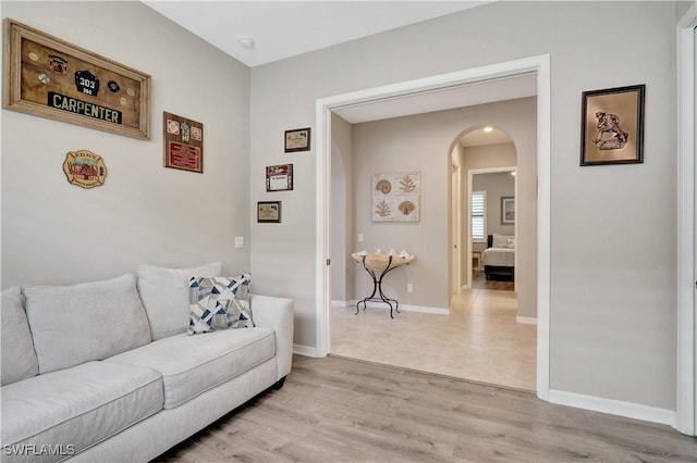 living room featuring light hardwood / wood-style flooring