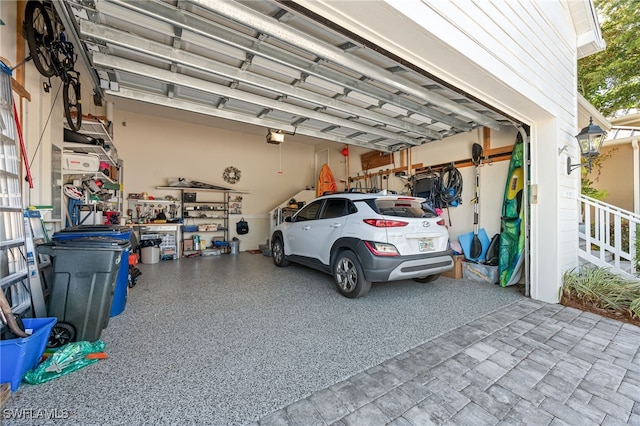 garage with a garage door opener