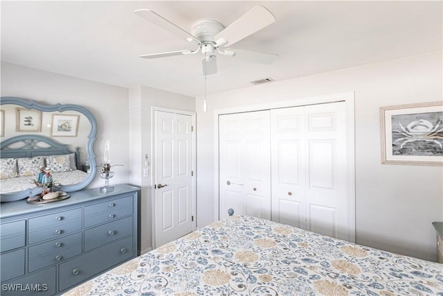 bedroom featuring ceiling fan