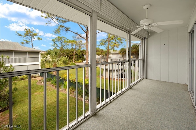 balcony with ceiling fan