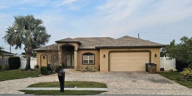 single story home featuring a garage