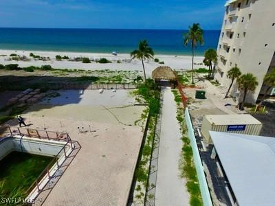 property view of water with a beach view