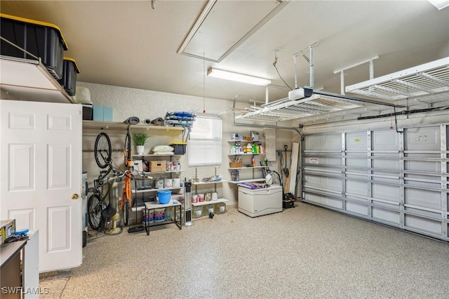 garage with a garage door opener