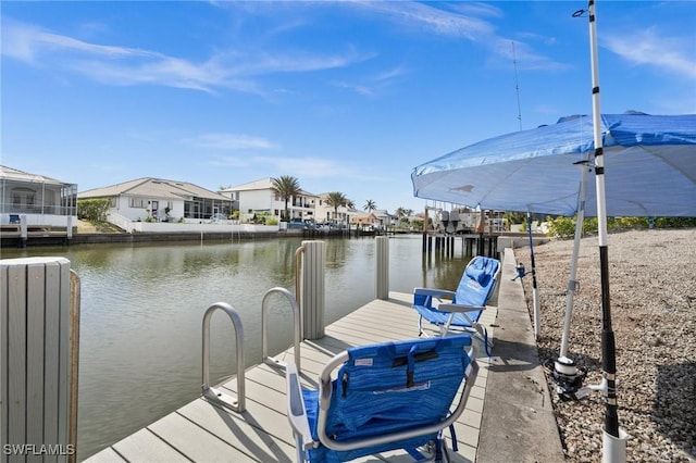 view of dock featuring a water view