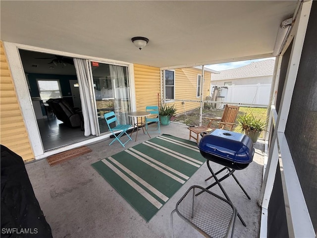 view of patio with a grill