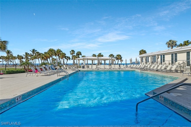 view of pool featuring a patio area