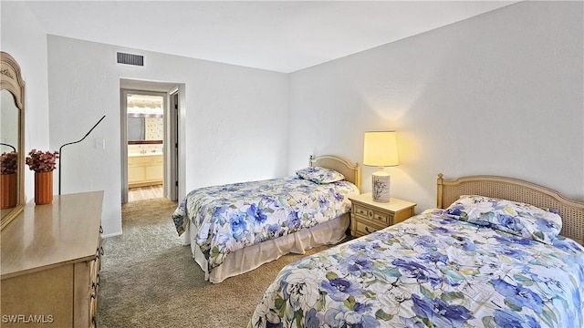 carpeted bedroom with sink