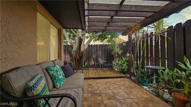 view of patio featuring a pergola